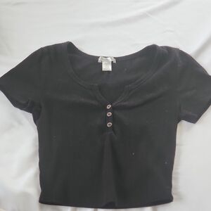 Black Buttoned Women's Top